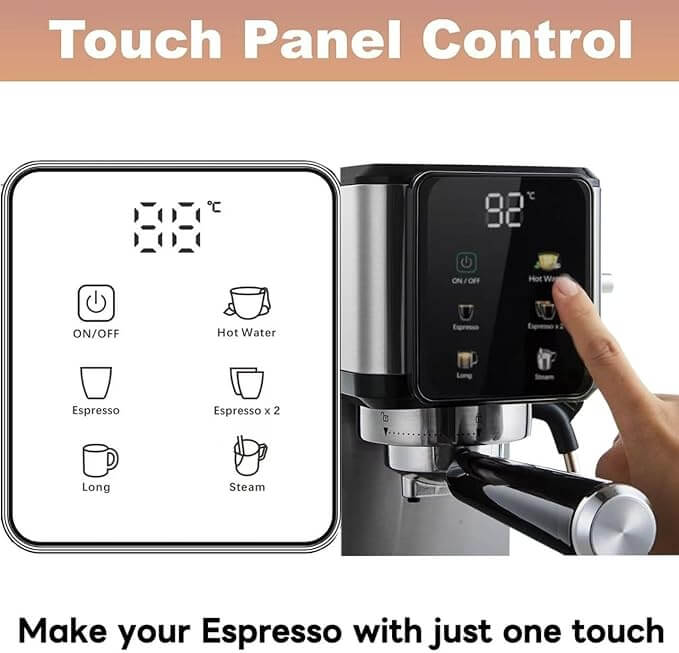 Aeomjk CM5105 Slim Stainless Steel Espresso Coffee Machine