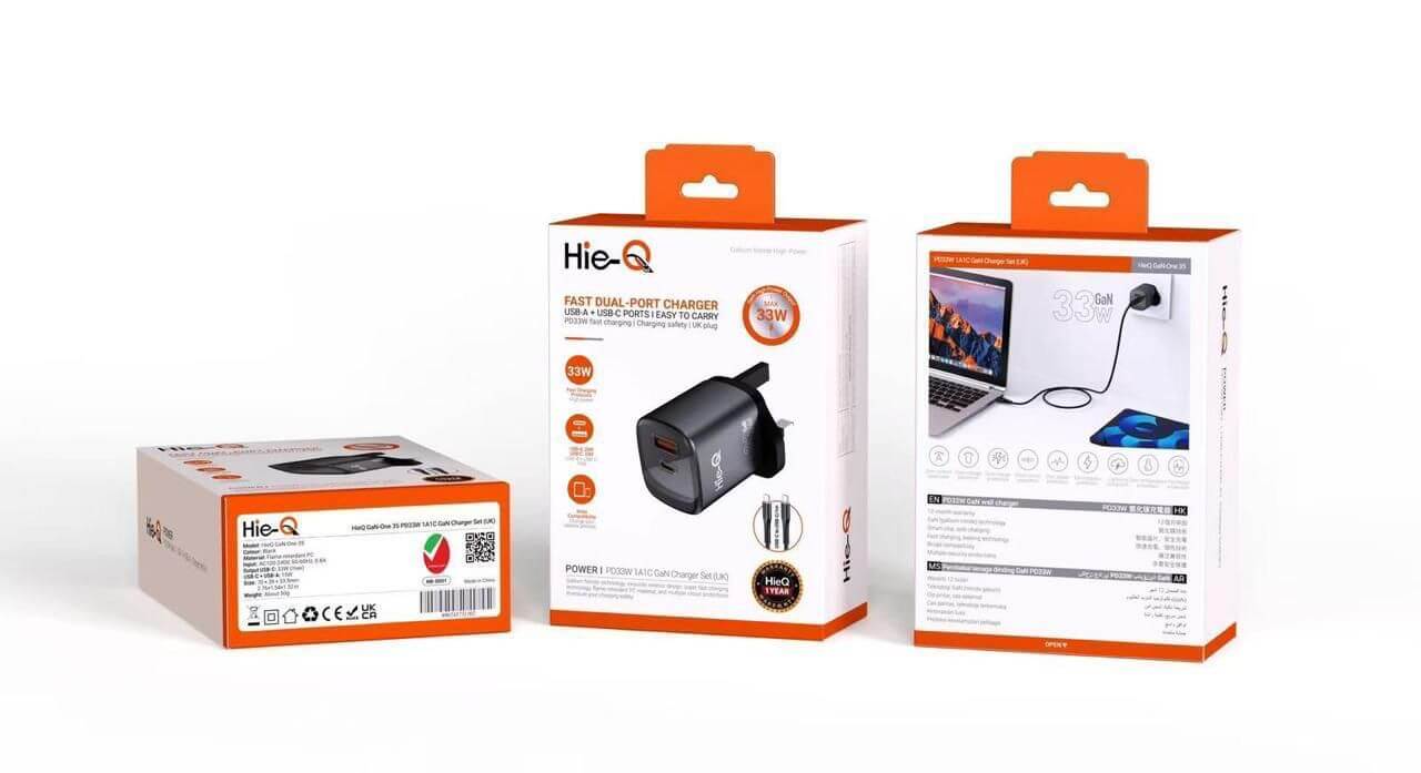 Hie-Q GaN-One 33W Dual-Port GaN Fast Charger Set (USB-A + Type-C)