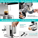 Aeomjk CM5105 Slim Stainless Steel Espresso Coffee Machine