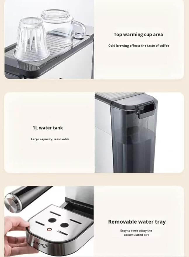 Aeomjk CM5105 Slim Stainless Steel Espresso Coffee Machine