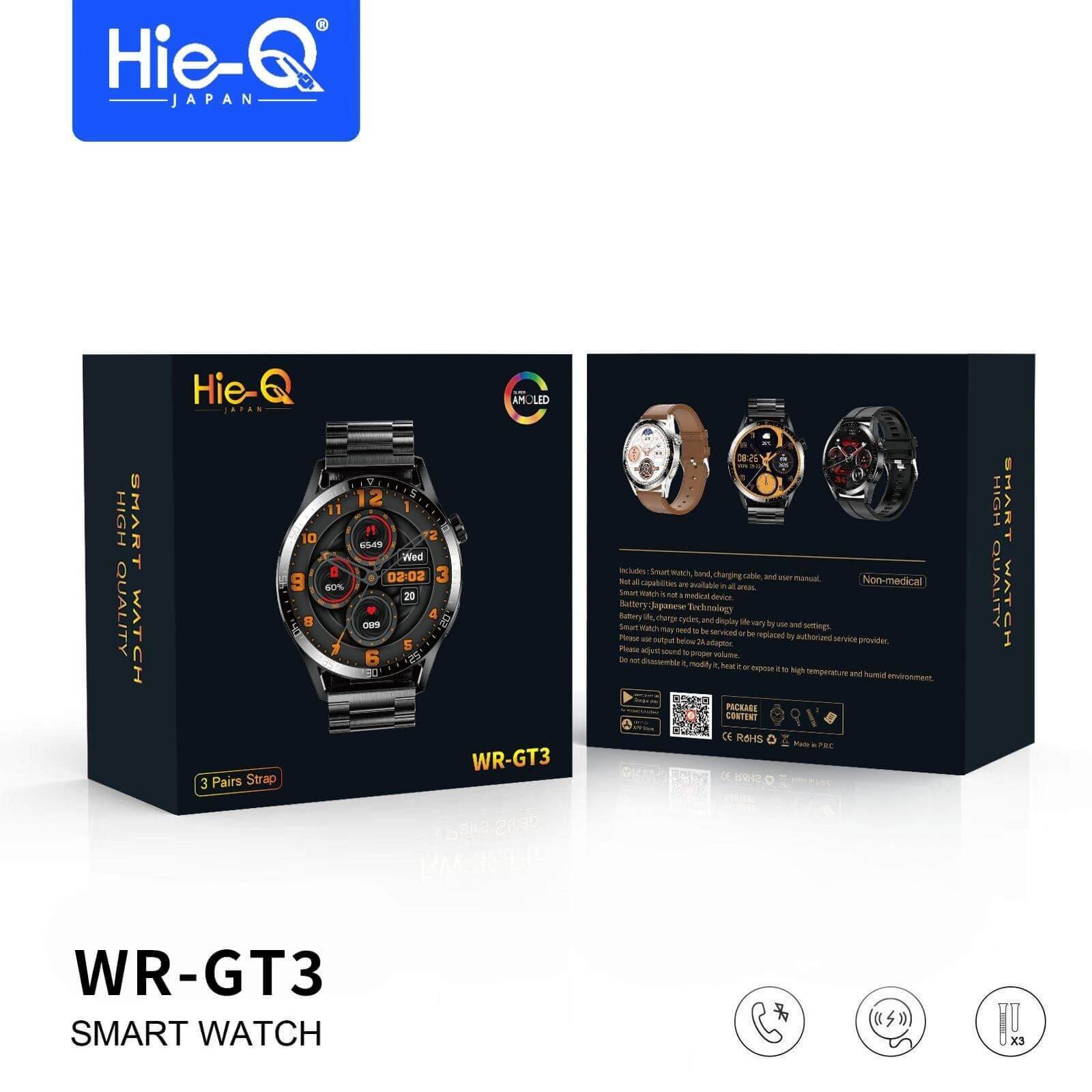 Hie-Q WR-GT3 Smartwatch Deluxe Set with 3 Pairs of Straps