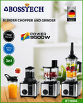 Bosstech BT-8004 3-in-1 Blender, Chopper, and Grinder Set (9500W)