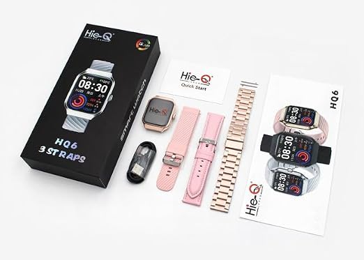 Hie-Q HQ6 Smart Watch with AMOLED HD Touch Display & 3 Straps Bundle