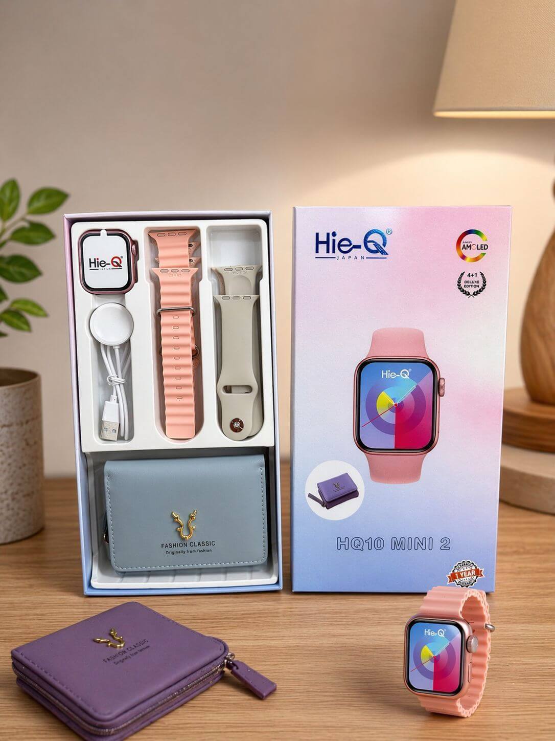 Hie-Q HQ10 Mini 2 Smartwatch Deluxe Gift Set with Dual Straps & Fashion Wallet