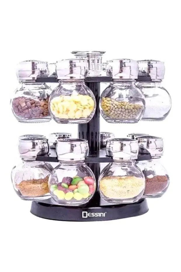 Dessini Regina 900 Rotating Spice Jar Rack Set (16 Pcs)