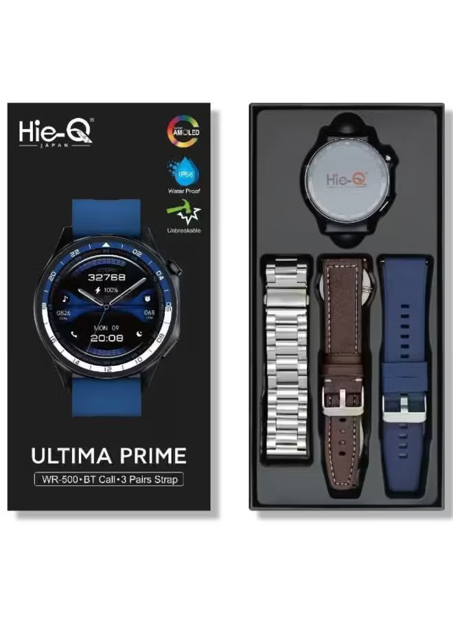 Hie-Q WR-500 Ultima Prime Smart Watch with BT Call & 3 Pairs Strap
