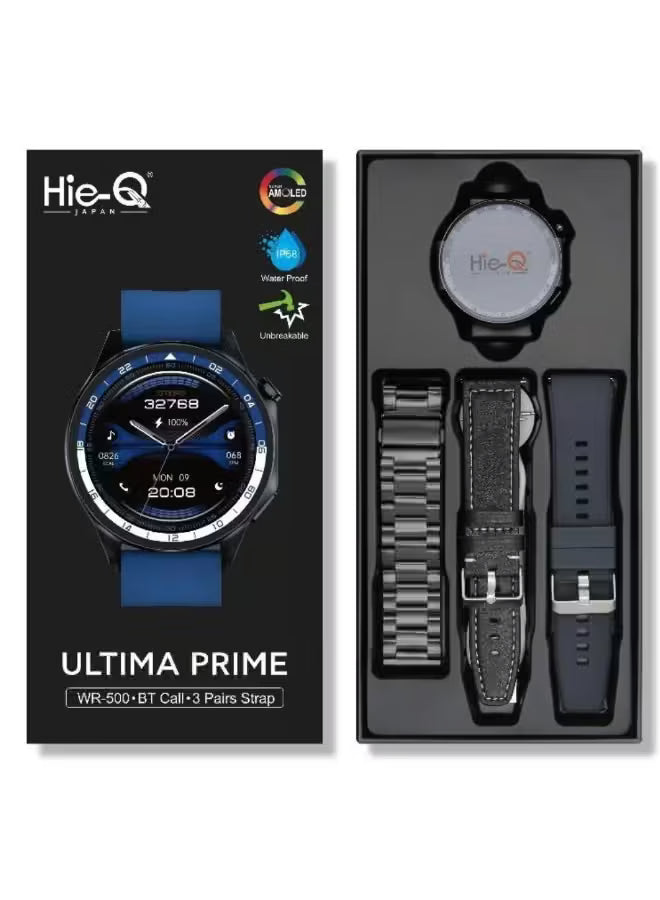 Hie-Q WR-500 Ultima Prime Smart Watch with BT Call & 3 Pairs Strap